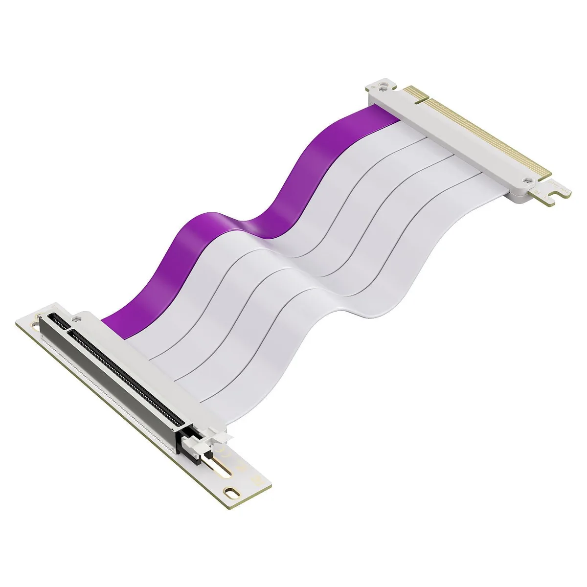 White PCIe 4.0 x16 riser cable 200 mm with 90-degree connector