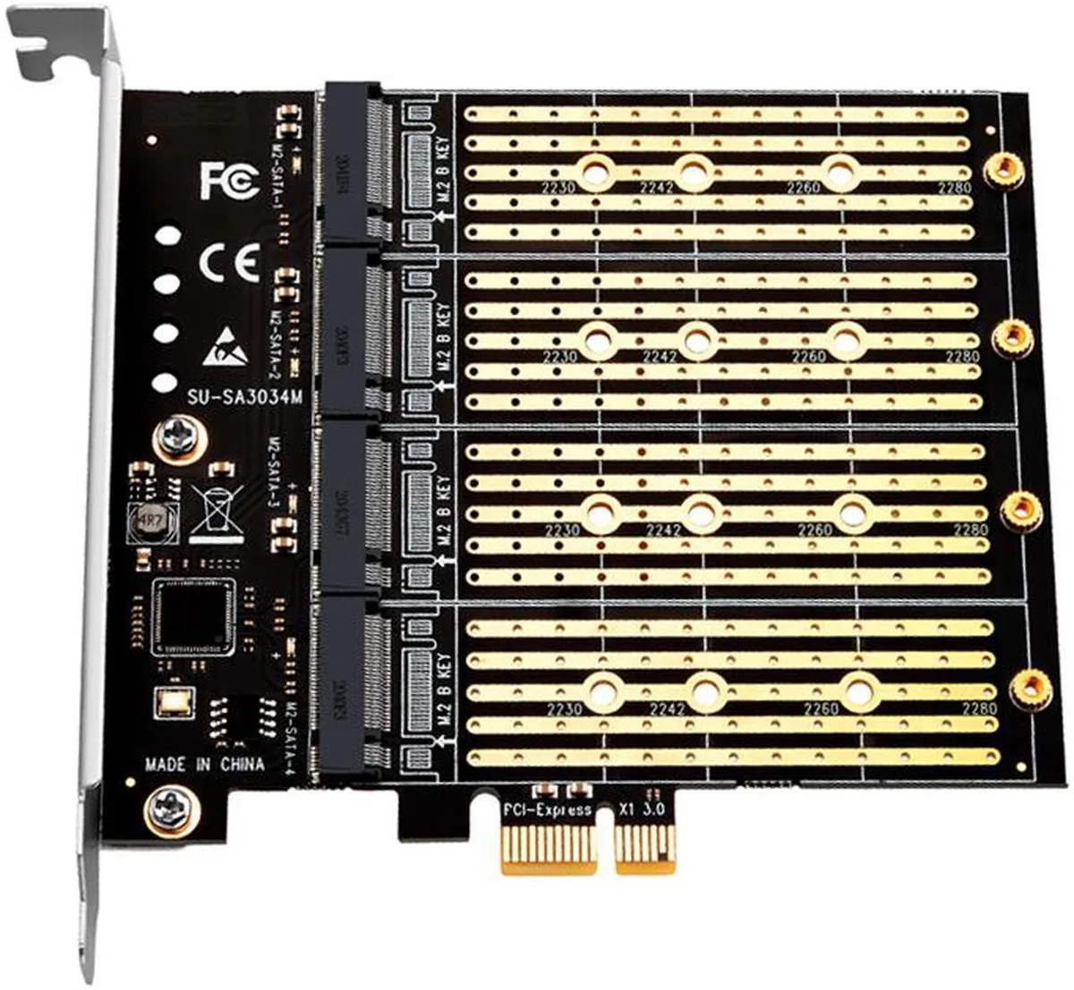 Vszerda Vszerda PCIe x1 3.0 to 4-Port M.2 SATA Adapter (ASMedia 1064) — product photo