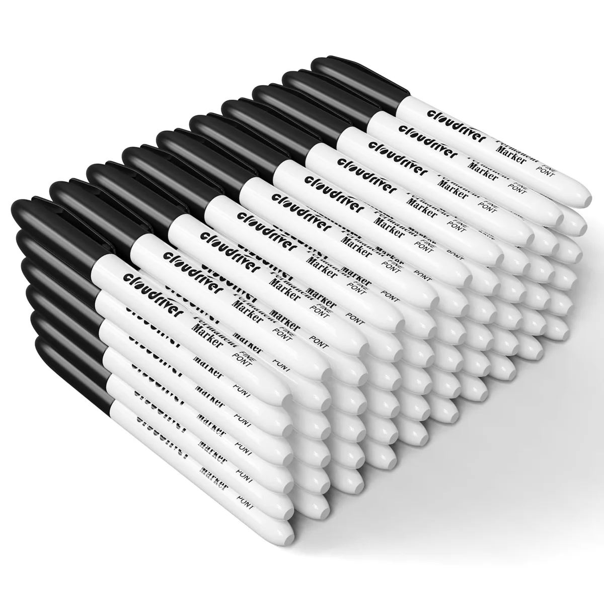 Box of 60 black fine-tip permanent markers