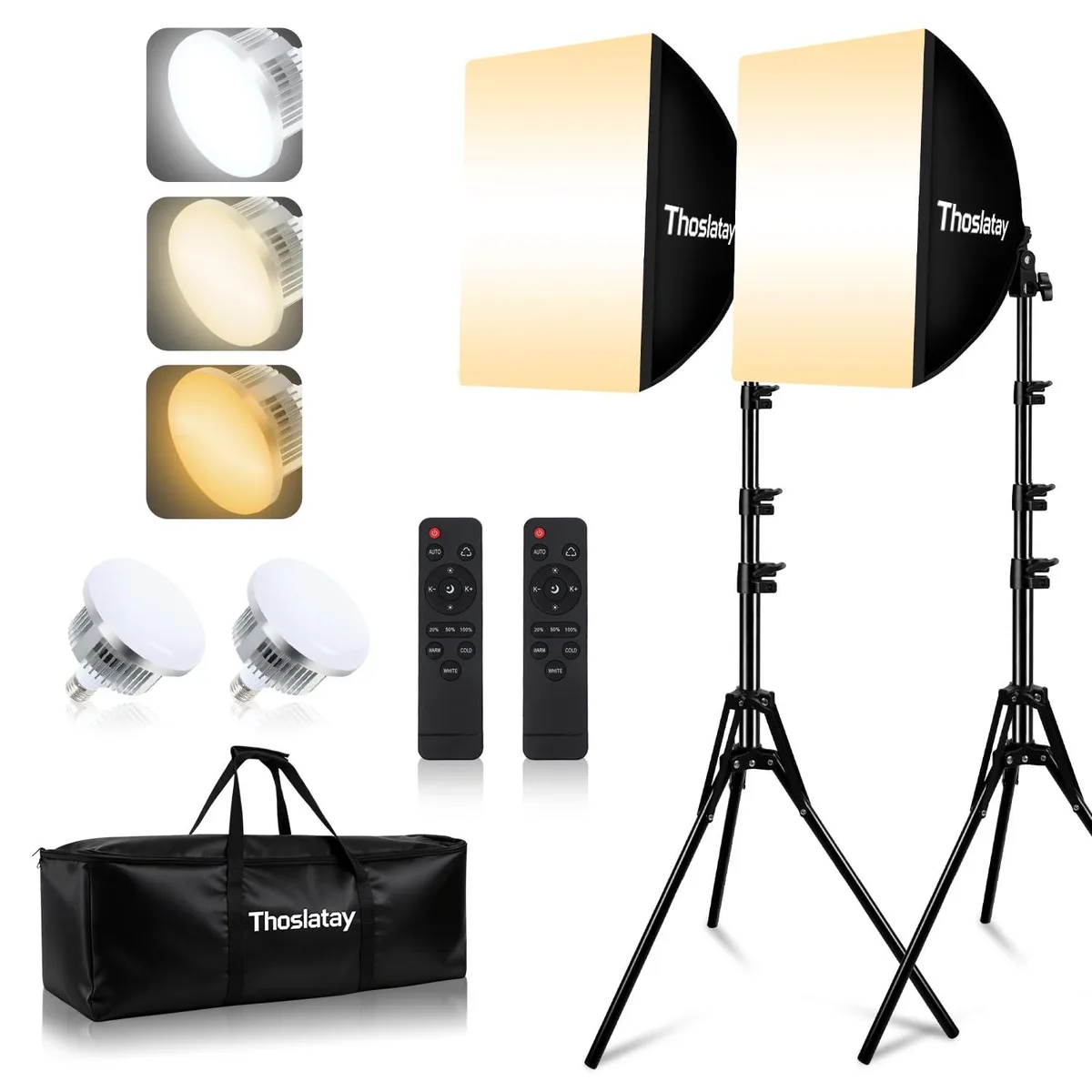  Thoslatay 16" Softbox Lighting Kit 2pack 85W 2700-6400K 95+ CRI — product photo