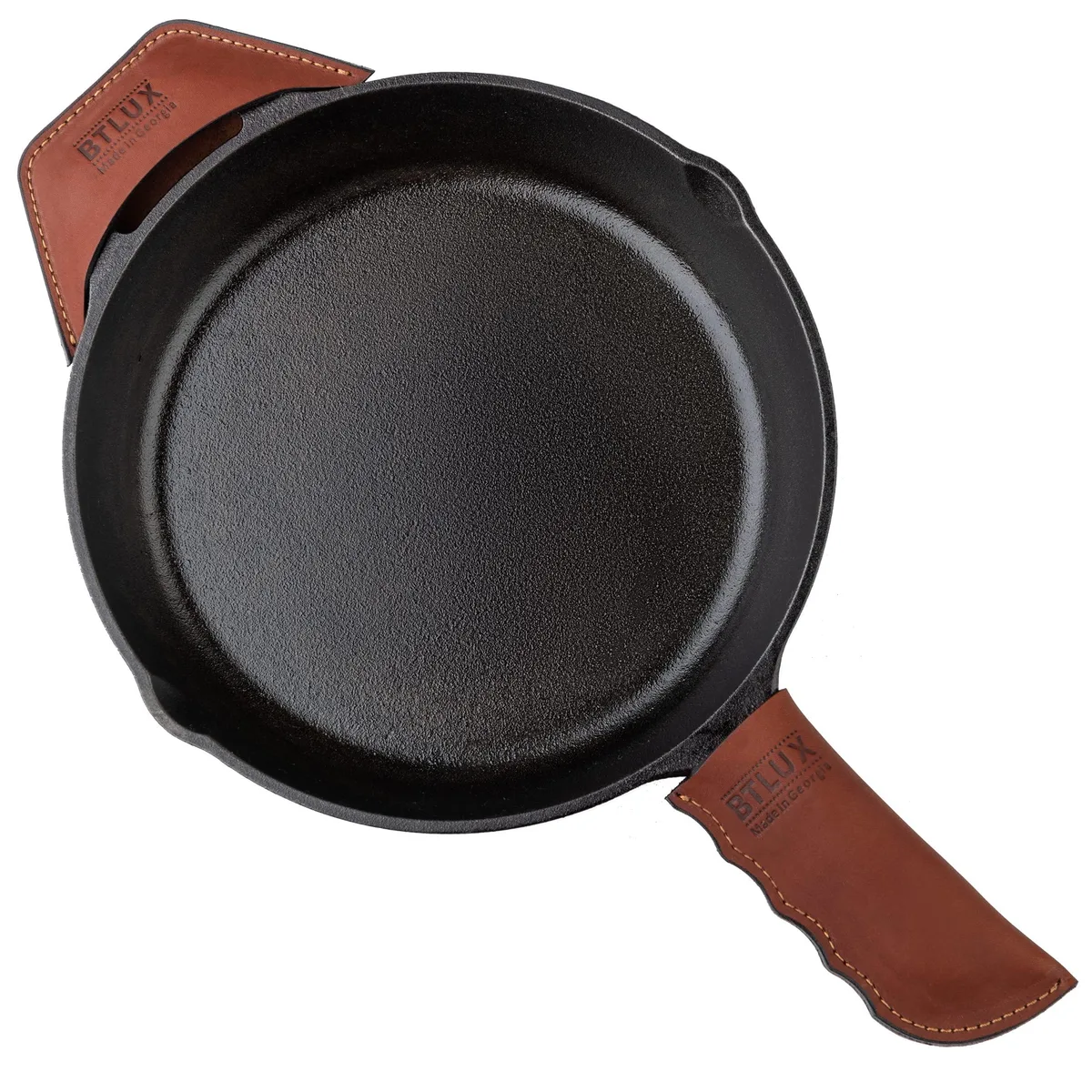 Leather Cast Iron Handle Cover Set of 2 - Full Grain Leather, Fits up to 15 inches — product photo