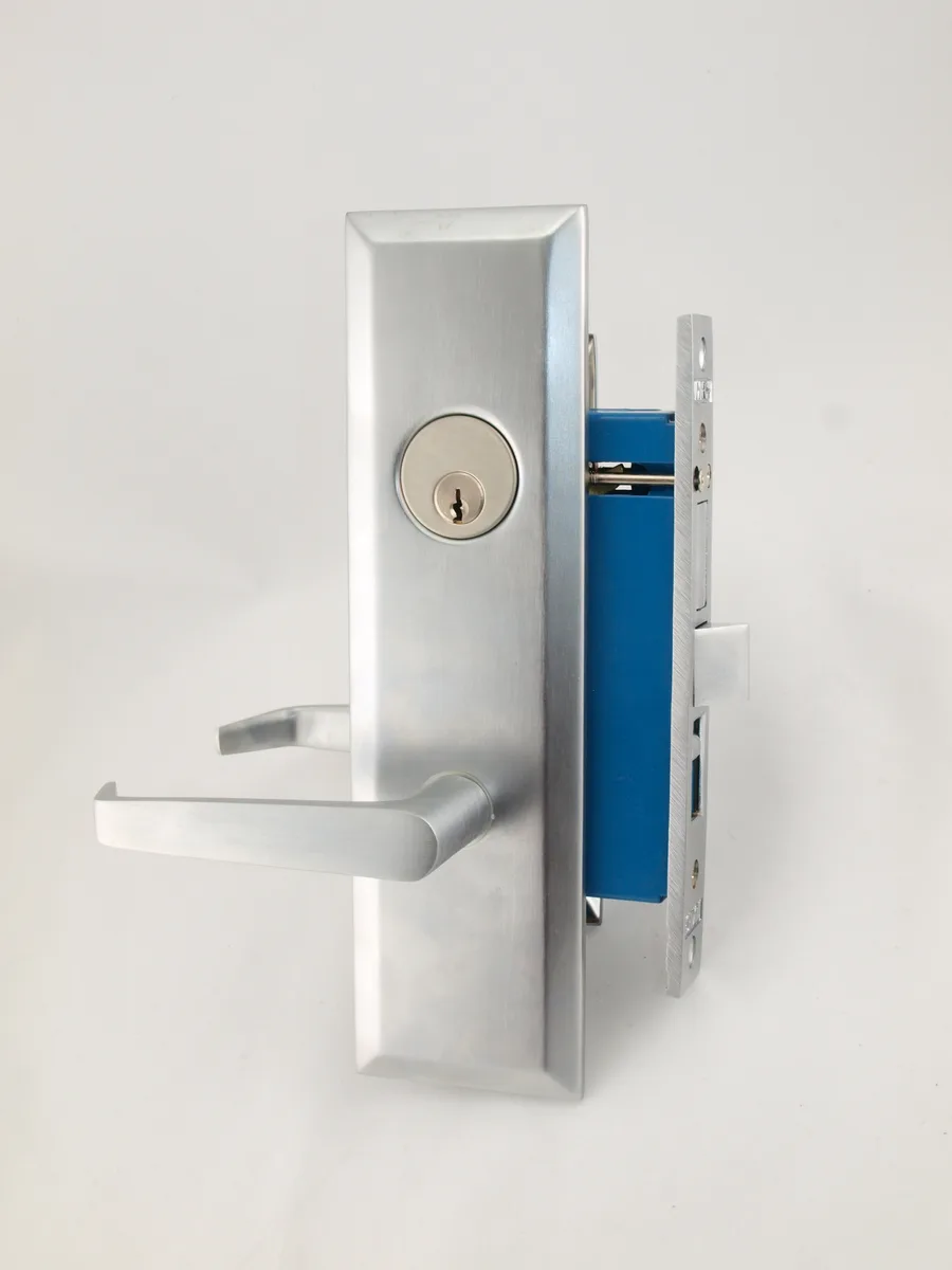 MAXTECH MAXTECH Mortise Entry Lever Lockset Satin Chrome 26D Left Hand 2-1/2" Backset — product photo