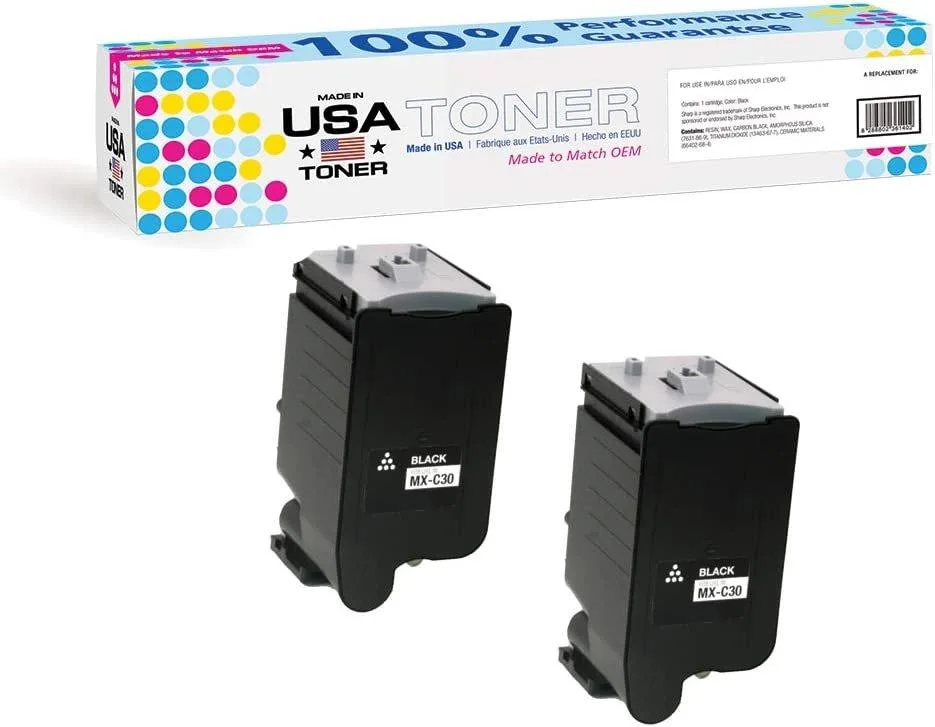 MADE IN USA TONER MADE IN USA TONER Compatible Black Cartridge 2 Pack for Sharp MX-C30NT Series 6000 Yield — product photo
