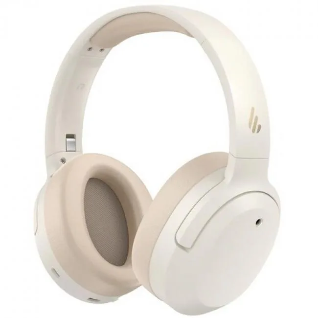 Ivory over-ear headphones with padded ear cups and headband