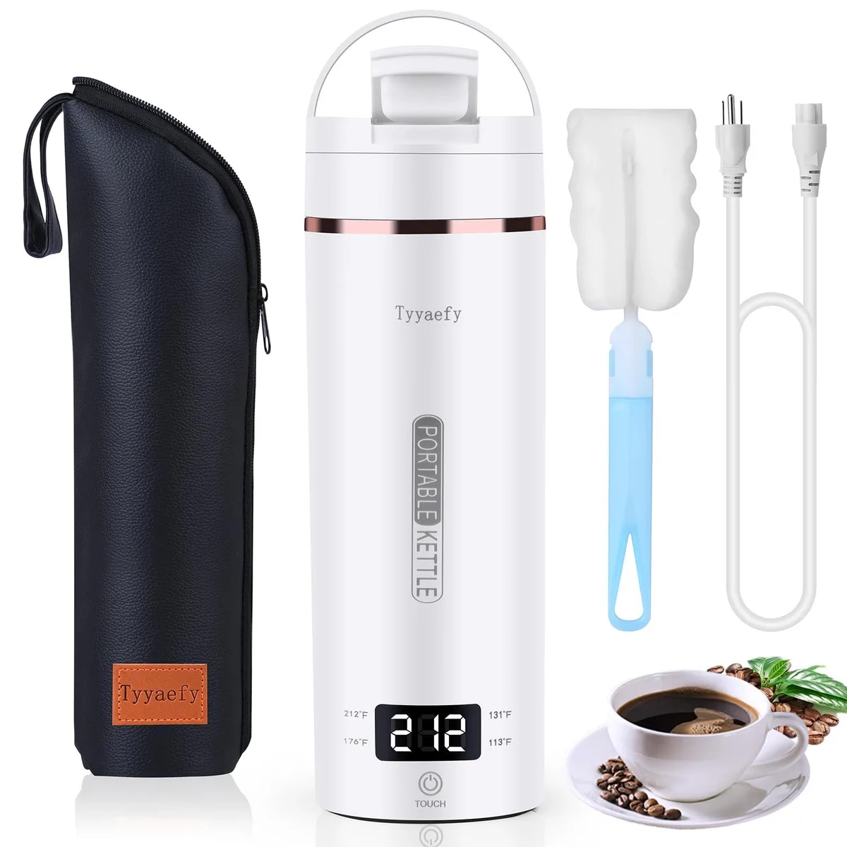  Tyyaefy Lift Lid Portable Electric Kettle 450mL 304 Stainless Steel 300W 120V 1.1lb — product photo