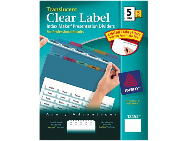 Avery Avery 12452 card filing dividers 5-tab 5 sets — product photo
