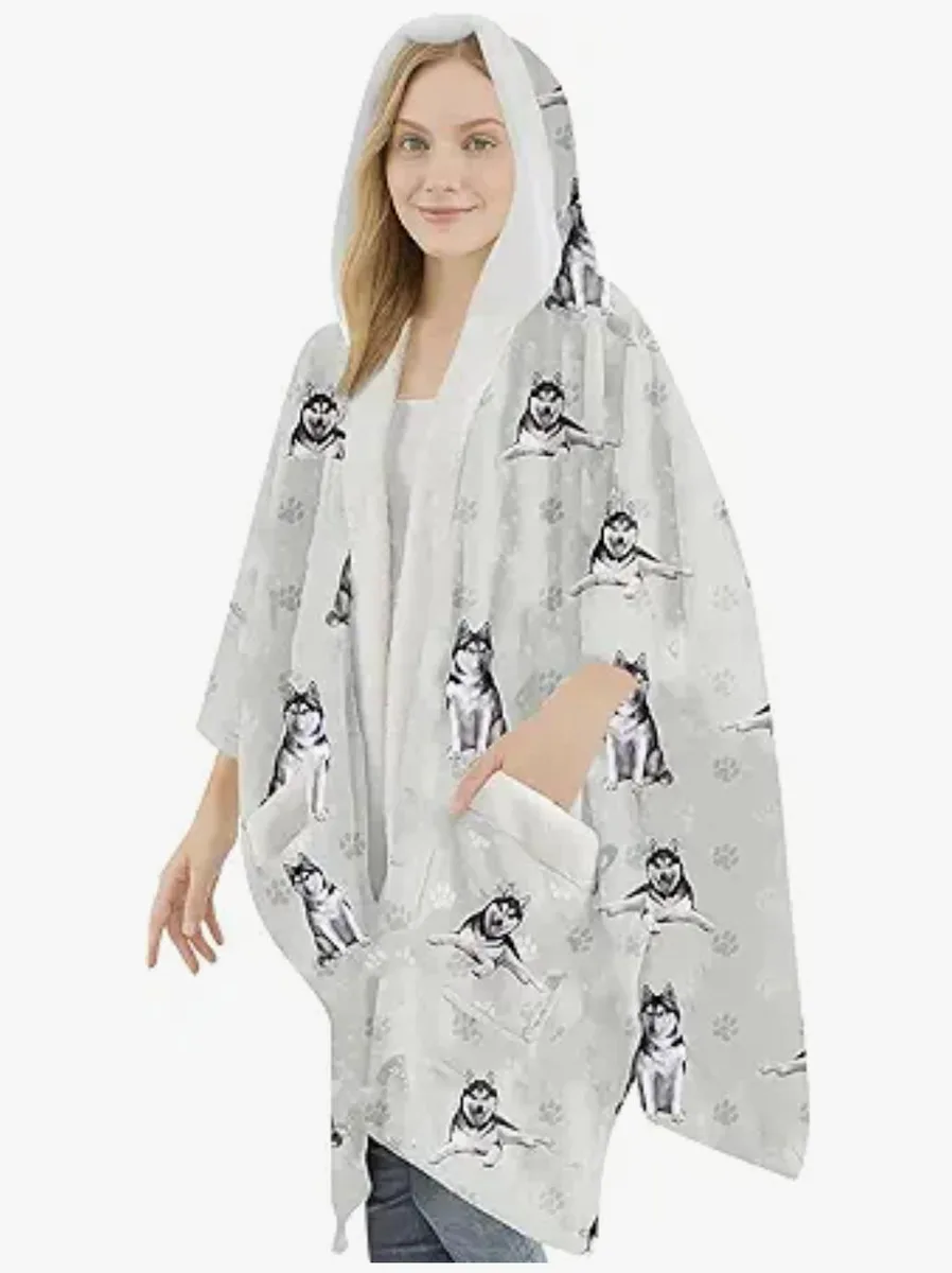 E & S Imports E & S Imports Snuggs Blanket Hoodie Siberian Husky Stuffed — product photo