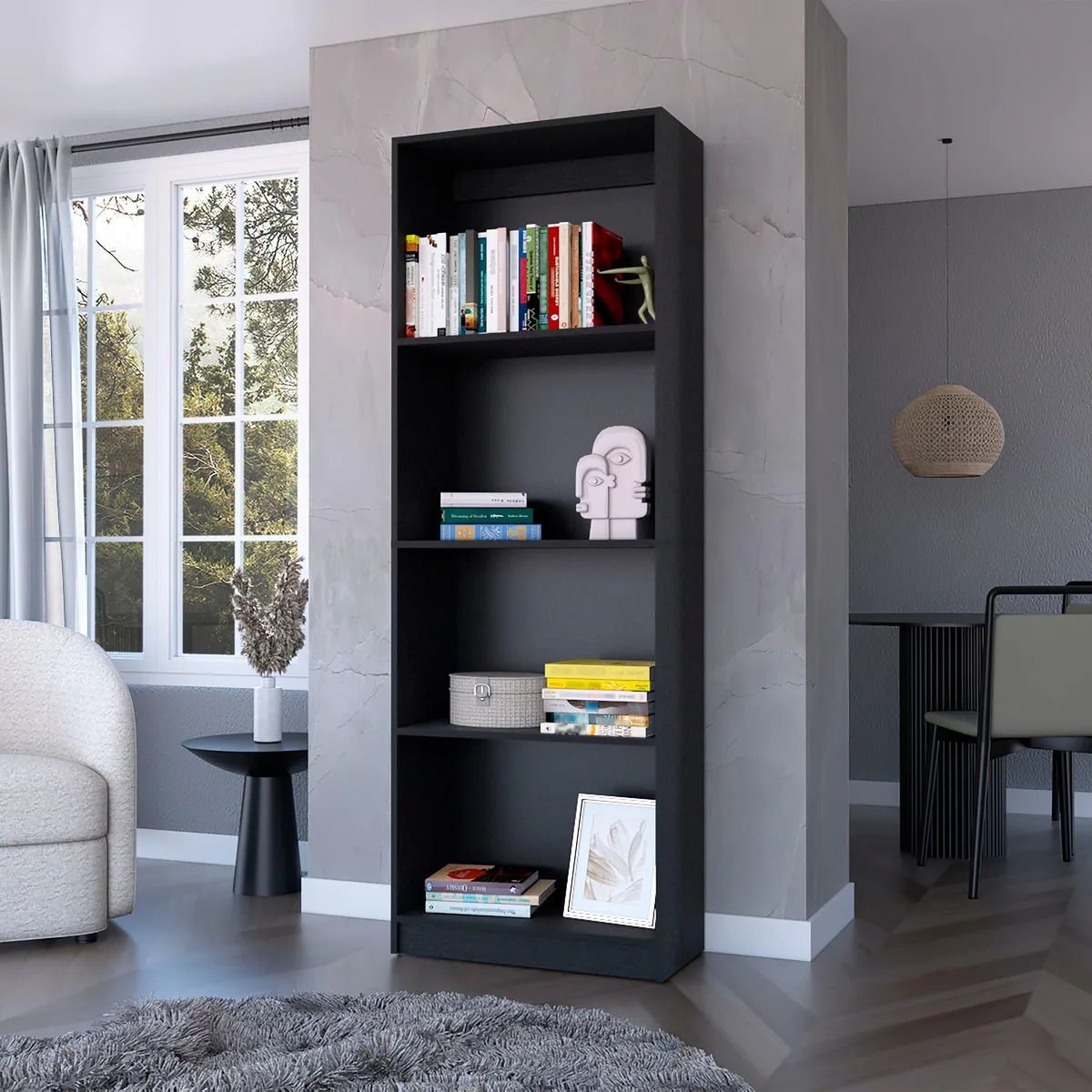FM FURNITURE FM FURNITURE Sutton Bookcase Black 71"H 24"W 11"D — product photo