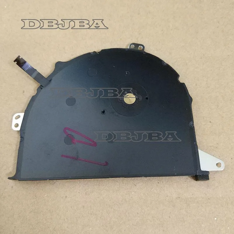 Small black rectangular laptop CPU cooling fan with wire connector