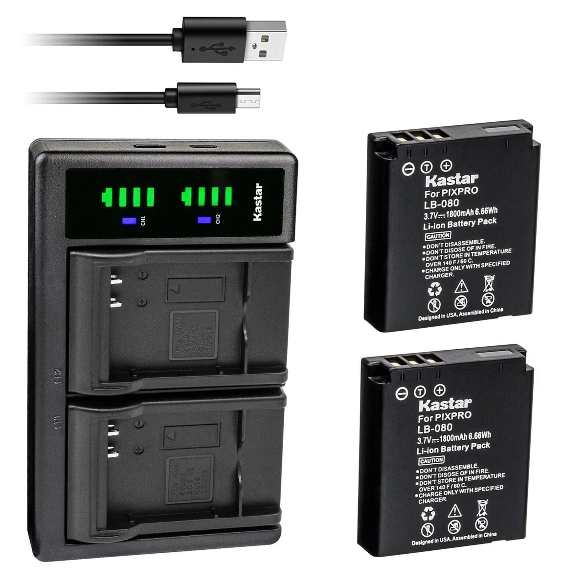 Kastar Kastar LB-080 2-battery pack with LTD2 dual USB charger — product photo