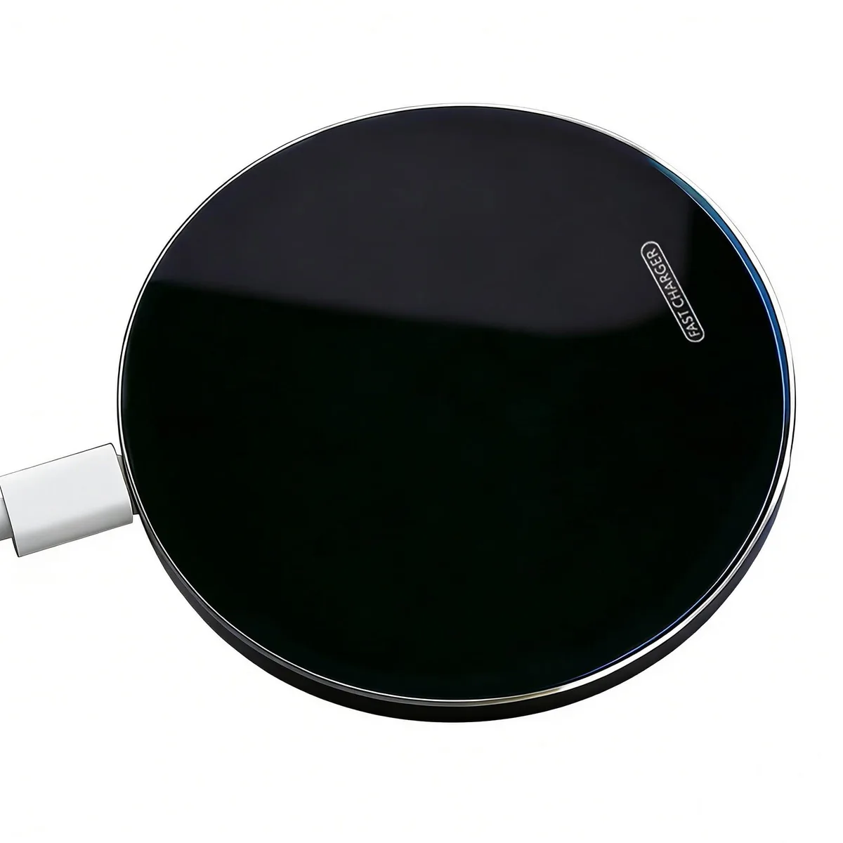 Thin round wireless charging pad with mirror finish