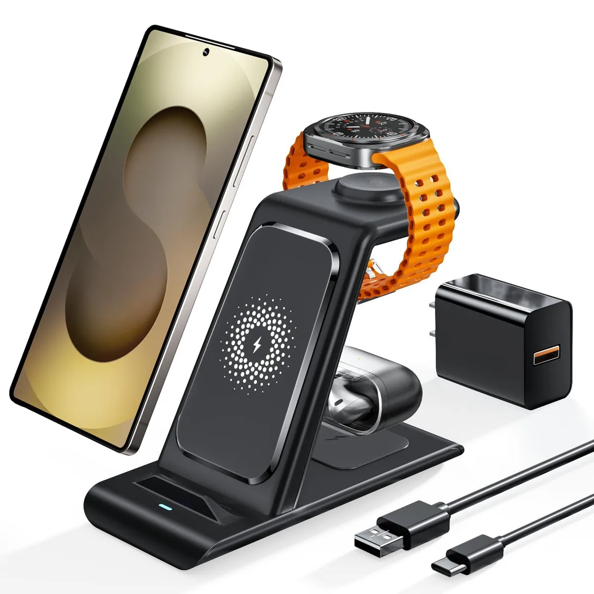  EloBeth 3-in-1 Wireless Charging Stand Black XY18U30-QC1 — product photo
