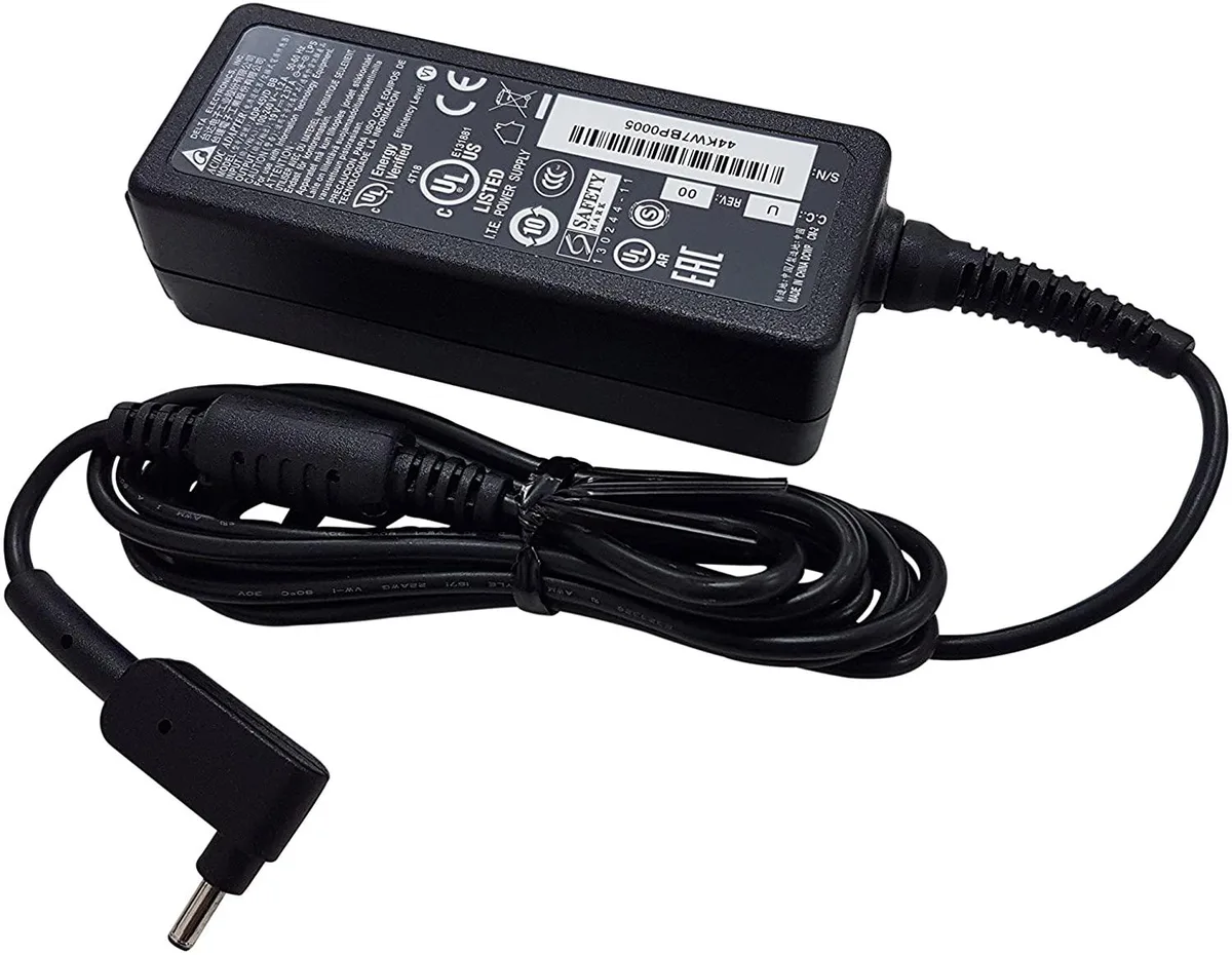 Black rectangular AC adapter with US plug and 3.0 x 1.0mm barrel connector