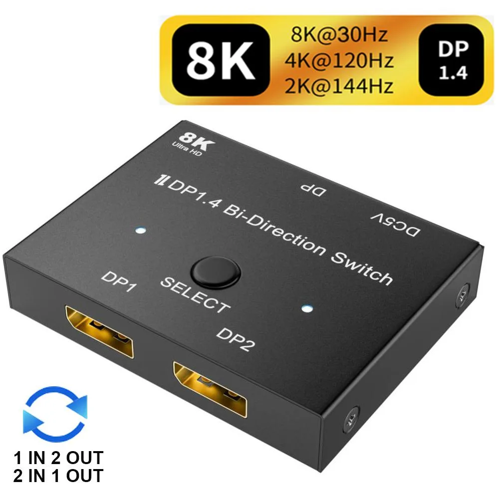 ESTONE ESTONE TJ-A106 Bi-Directional DP 1.4 Switch 8K@30Hz 4K@120Hz 1440p@165Hz — product photo
