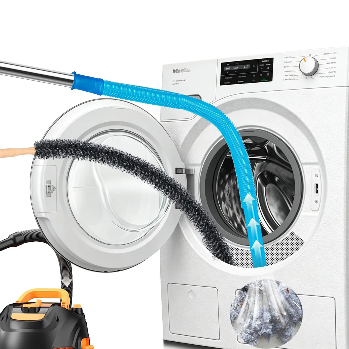 2 PCS Dryer Vent Cleaner Kit with Vacuum Hose Attachment — product photo