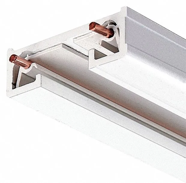 White 2-foot aluminum track section with single-circuit conductors