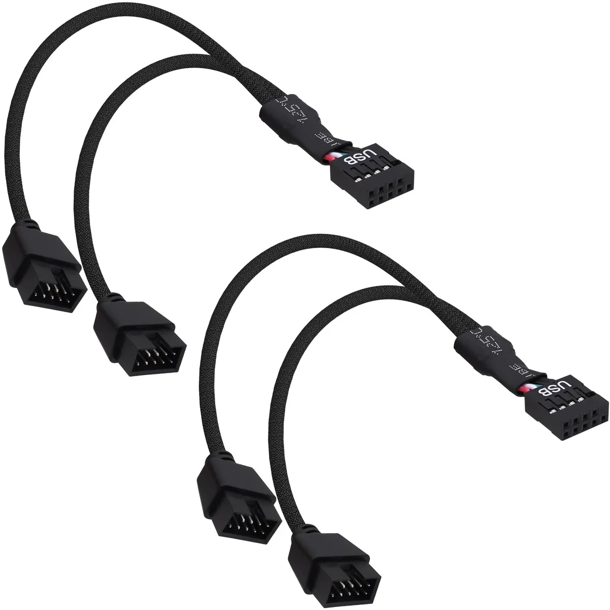 Vszerda Vszerda USB 2.0 9Pin Female to Dual 9Pin Male Header Splitter Y Cable 15cm 2pcs — product photo