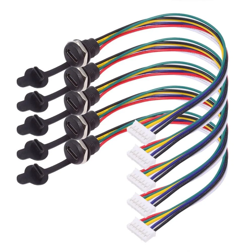 LORDWORLD LORDWORLD Type-C Female to 6-Pin Header Cable 5pcs 17.5cm 24AWG 2.0mm PD 65W USB2.0 480Mbps — product photo