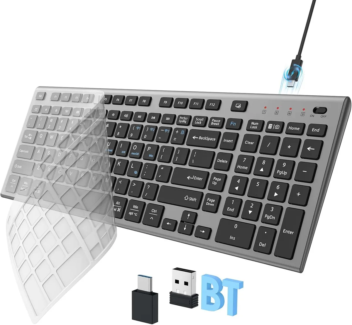 TUKO TUKO gaming keyboard Bluetooth 5.0 2.4 GHz 120-key full-size black grey — product photo