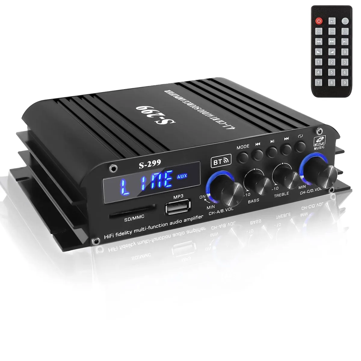  Romicta 4.1 CH Car Amplifier 4x50W RMS 800W Bluetooth 5.0 — product photo