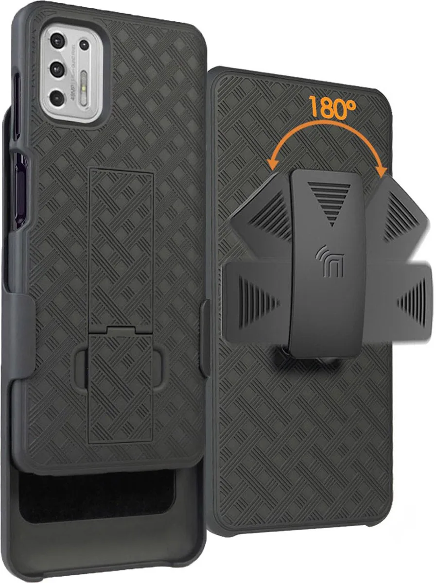 Nakedcellphone Nakedcellphone Kickstand Case + Belt Clip Holster Combo for Motorola Moto G Stylus 4G 2021 - Black — product photo
