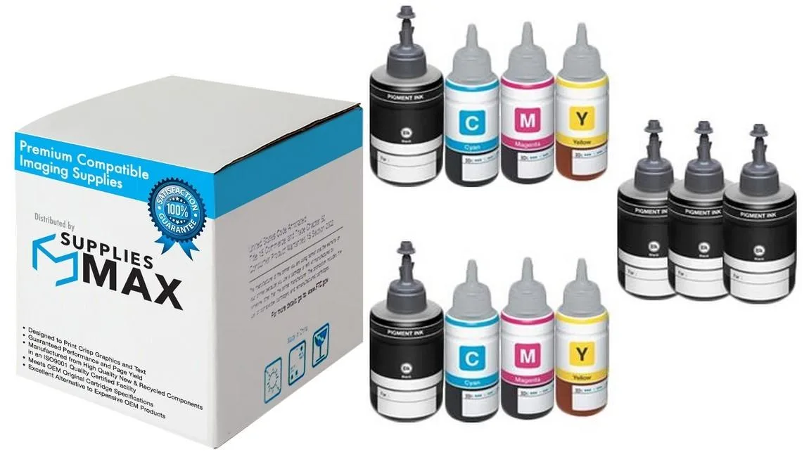 SuppliesMax SuppliesMax T774P-5B2CS Pigment Ink Bottle Combo Pack (5 BK / 2 C / 2 M / 2 Y) — product photo