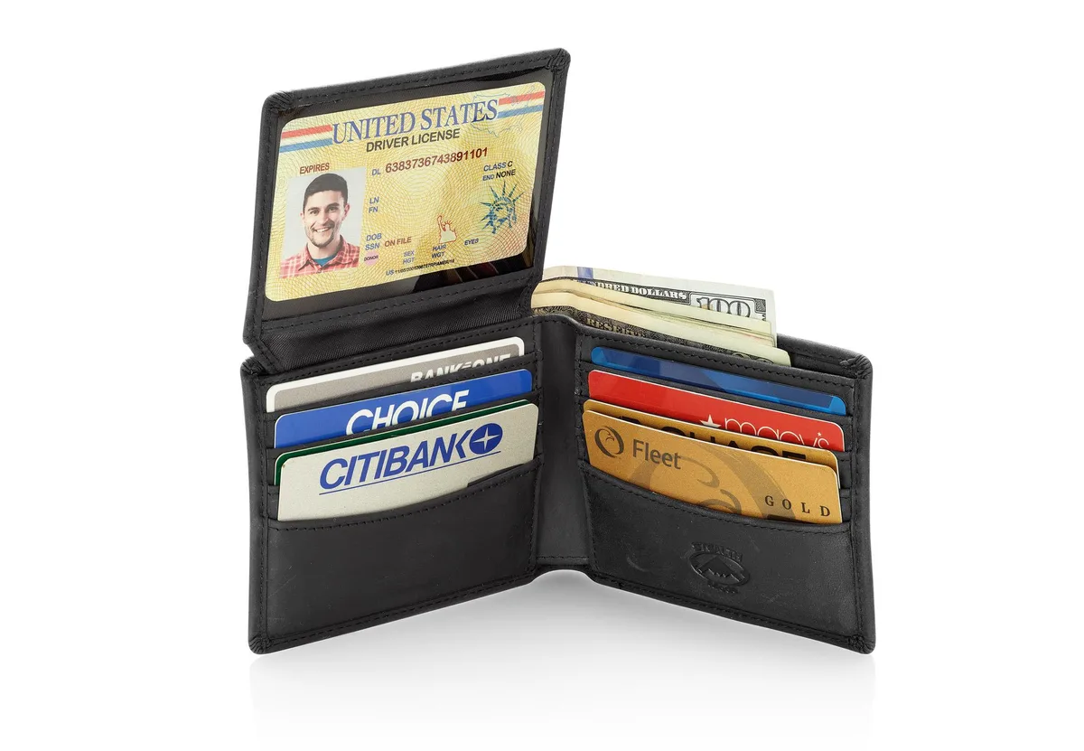 Stealth Mode Stealth Mode Leather Bifold Wallet RFID Blocking Black 4.25 x 3.75 in — product photo