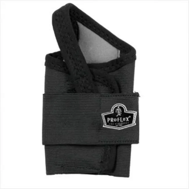 Black nylon wrist brace with single strap and open-center stay for right hand large