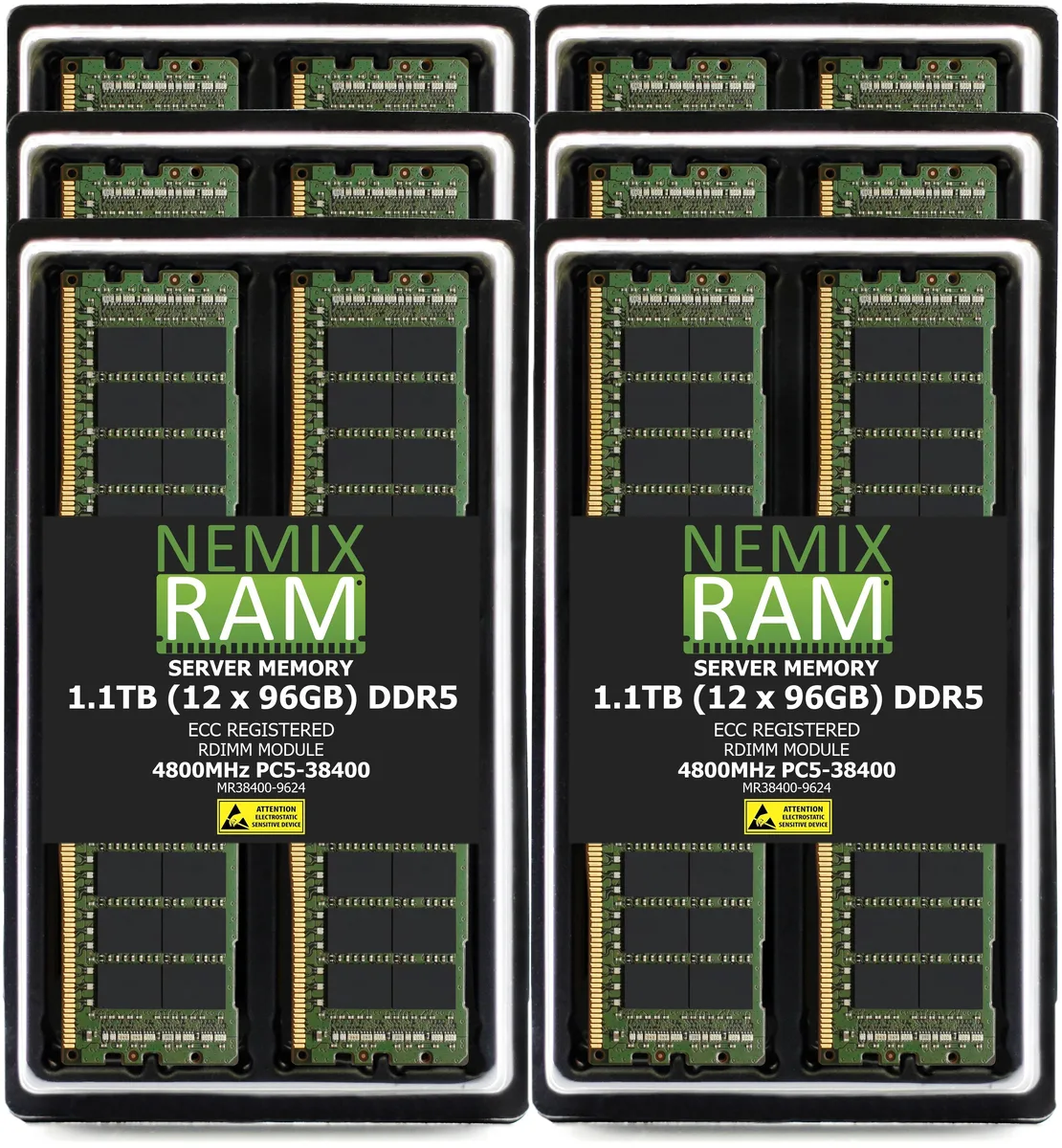 NEMIX RAM NEMIX RAM 1.1TB DDR5 4800 CL40 2Rx4 ECC RDIMM 12x96GB Supermicro H14SST-G memory upgrade — product photo