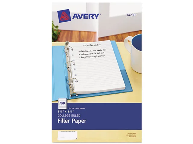 Avery Avery 14230 College Ruled Filler Paper 5.50" x 8.50" 100 Sheets — product photo