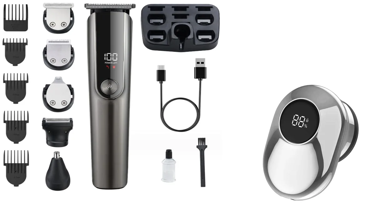 15-piece hair clipper kit with mini shaver, matte black finish