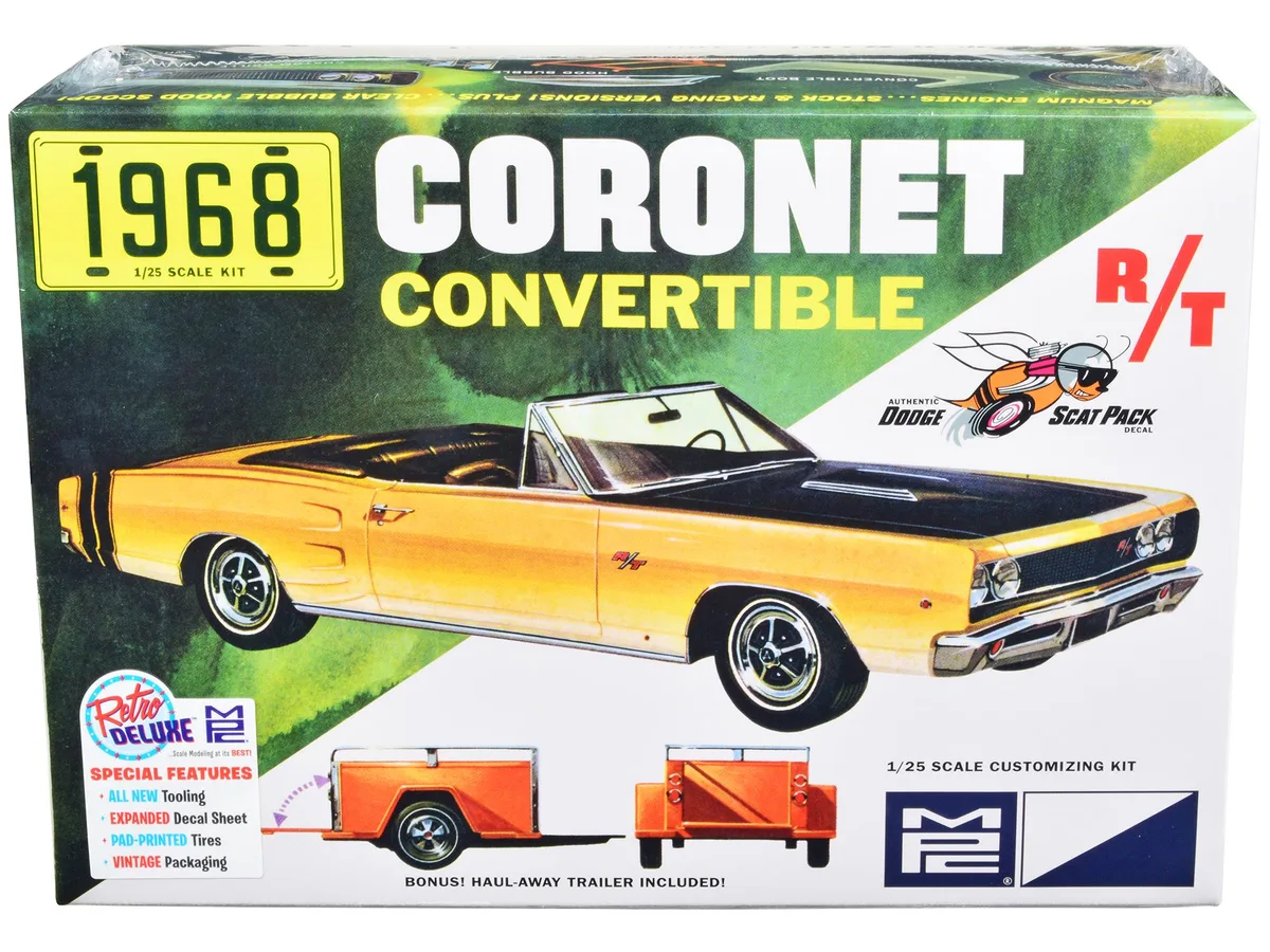 Mpc Mpc 1968 Dodge Coronet R/T Convertible with Haul-Away Trailer 1/25 Scale Hobby Collectible — product photo