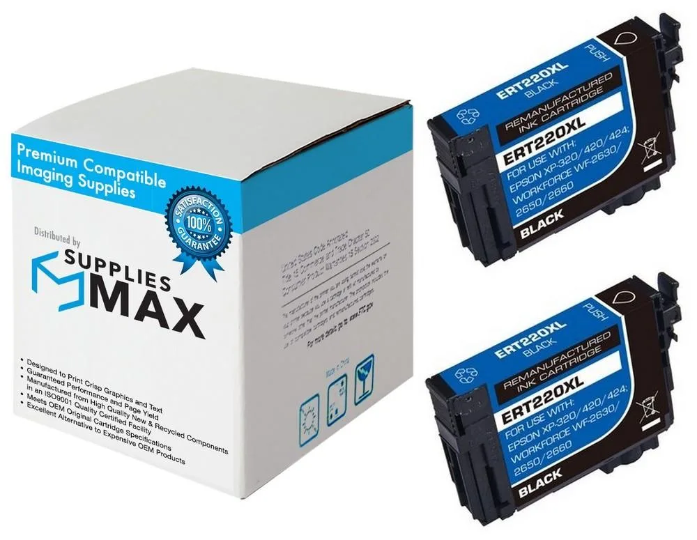 SuppliesMax SuppliesMax T220XL120-D2 Black Inkjet Cartridge 2 Pack 500 Pages — product photo