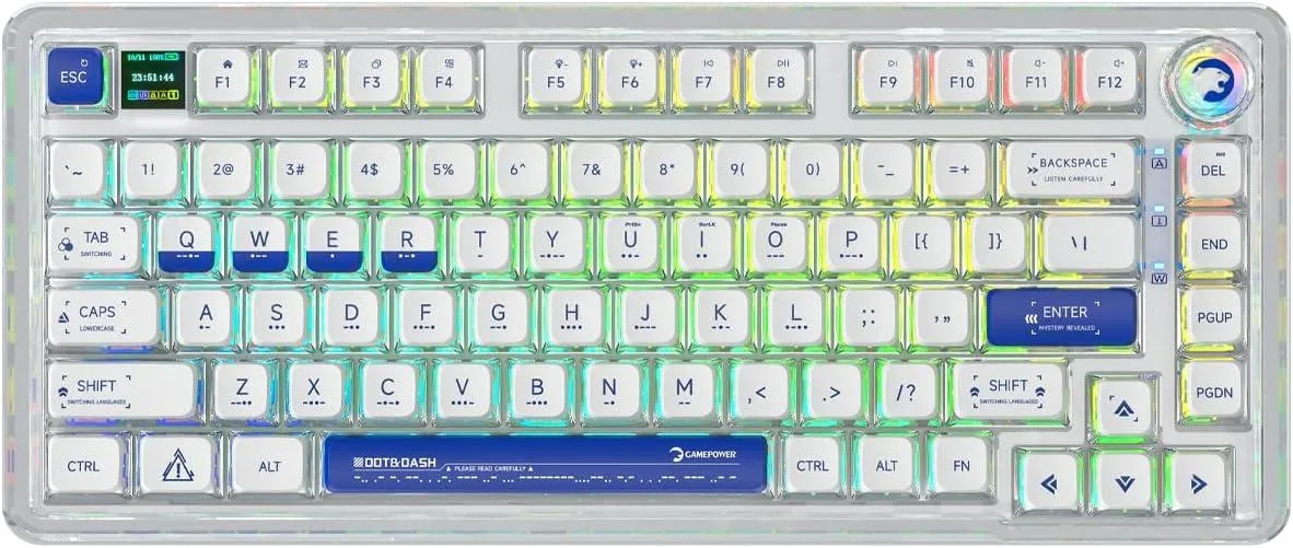 TUKO TUKO 75% Gasket Mechanical Gaming Keyboard 81 Keys Knob LCD Transparent Red Switches Triple Mode 3000mAh — product photo