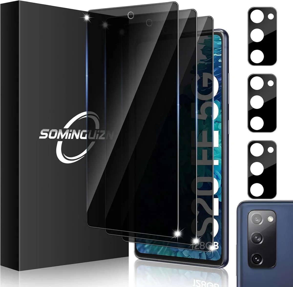 Three privacy screen protectors and three camera lens protectors for Galaxy S20 FE 5G