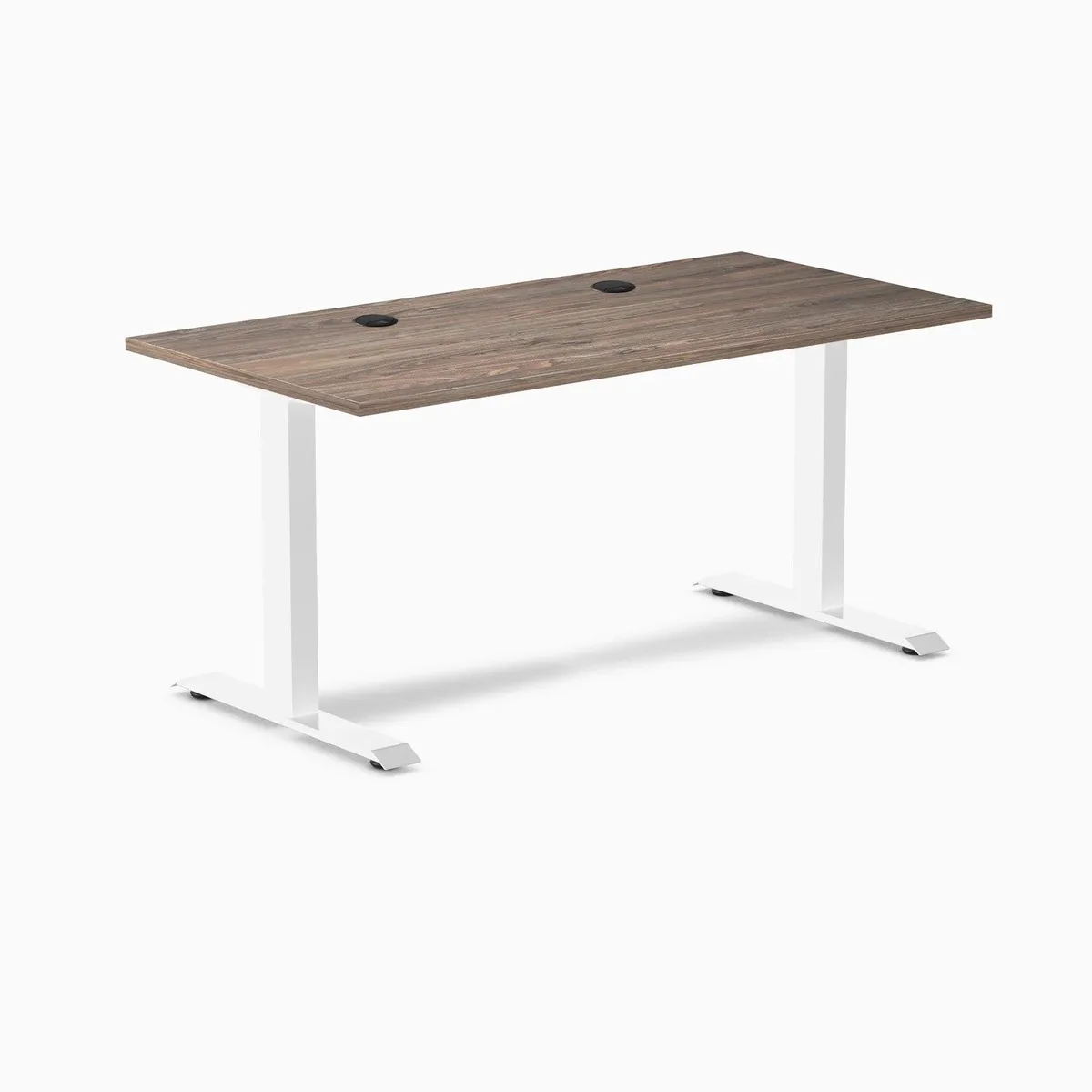 Desky Desky Zero Laminate Office Desk Walnut White 59 x 29.5 in with Grommets — product photo