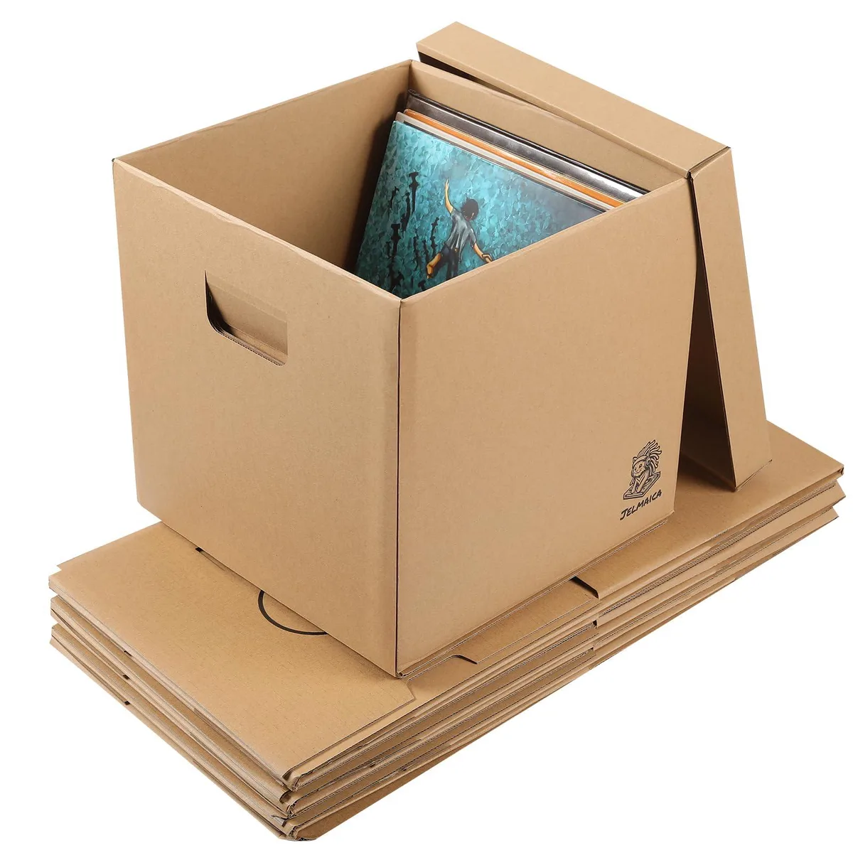 Jelmar Vinyl storage cardboard-01 Kraft 13.4" 4 boxes — product photo