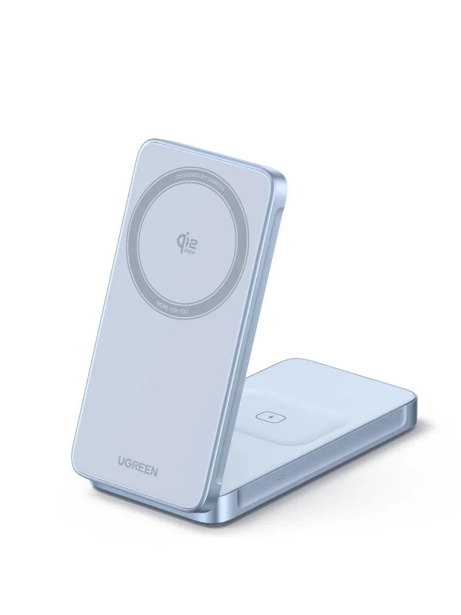  Ugreen W756 Qi2 25W Magflow Foldable 2-in-1 Wireless Charger Gray — product photo