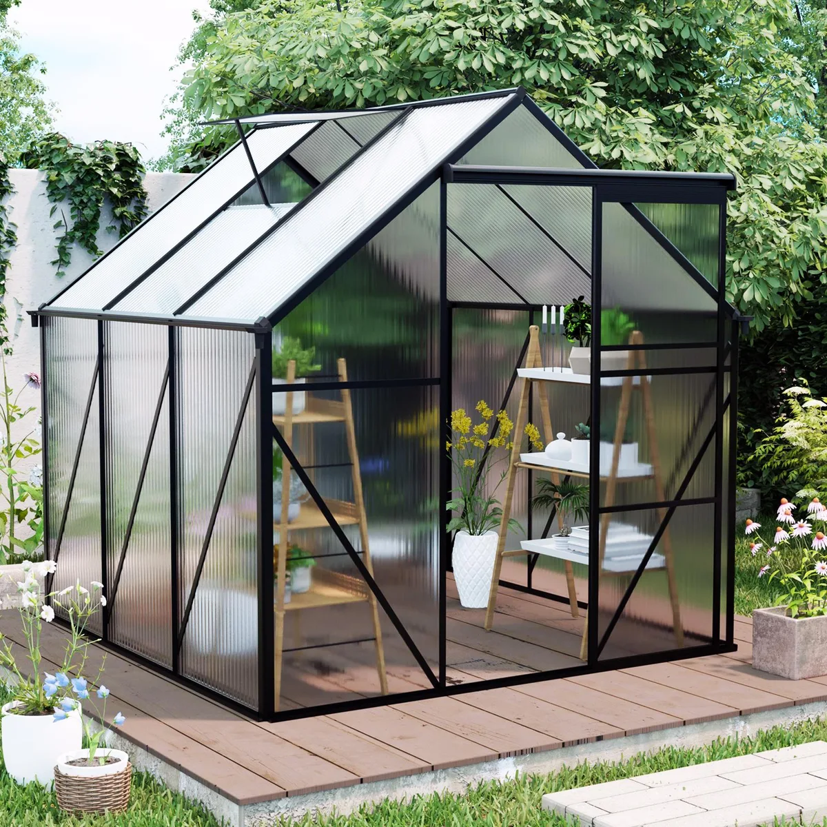 tuphen tuphen 6x6ft Black Aluminium Trellis — product photo