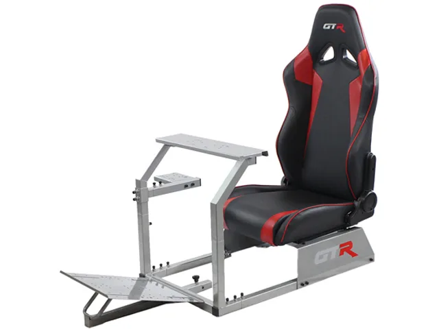 GTR Simulator GTR Simulator GTA Silver Frame Black Red gaming chair — product photo