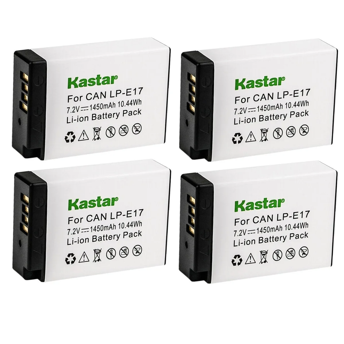 Kastar Kastar LP-E17 4-Pack 7.2V 1450mAh for EOS RP R10 KISS X8i X9i Rebel SL2 Camera Battery — product photo