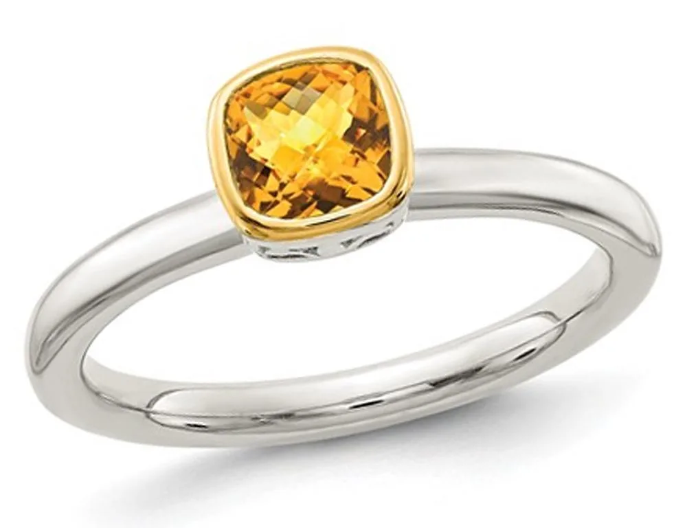 Gem &amp; Harmony Gem &amp; Harmony 3/5 Carat Citrine Ring Sterling Silver 14K Gold Accent 925 — product photo
