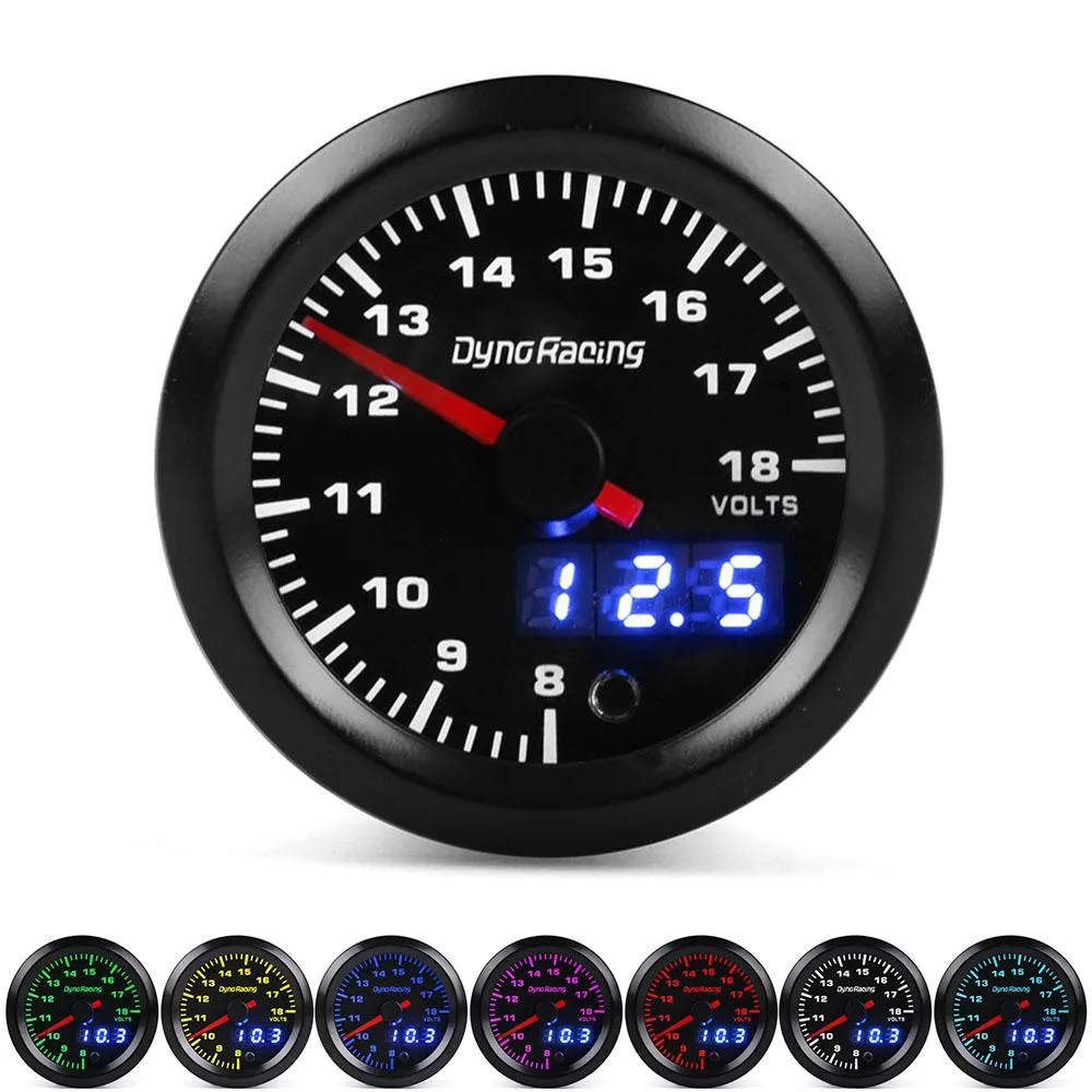 Dyno Racing Dyno Racing Dual Display 52 mm Voltmeter Gauge 8-18 V — product photo