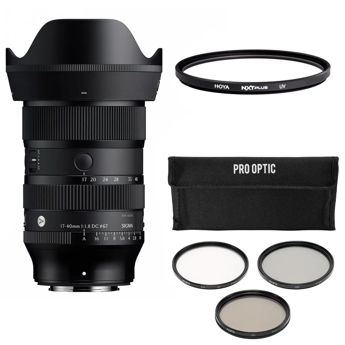 SIGMA Sigma 17-40mm f/1.8 DC Art Lens Fujifilm X Bundle 67mm Filter Kit UV Filter camera lens — product photo