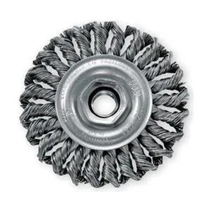 Weiler Weiler 13106 Knot Wire Wheel Brush 4 in 5/8-11 Threaded Arbor 20000 RPM .014 in wire — product photo