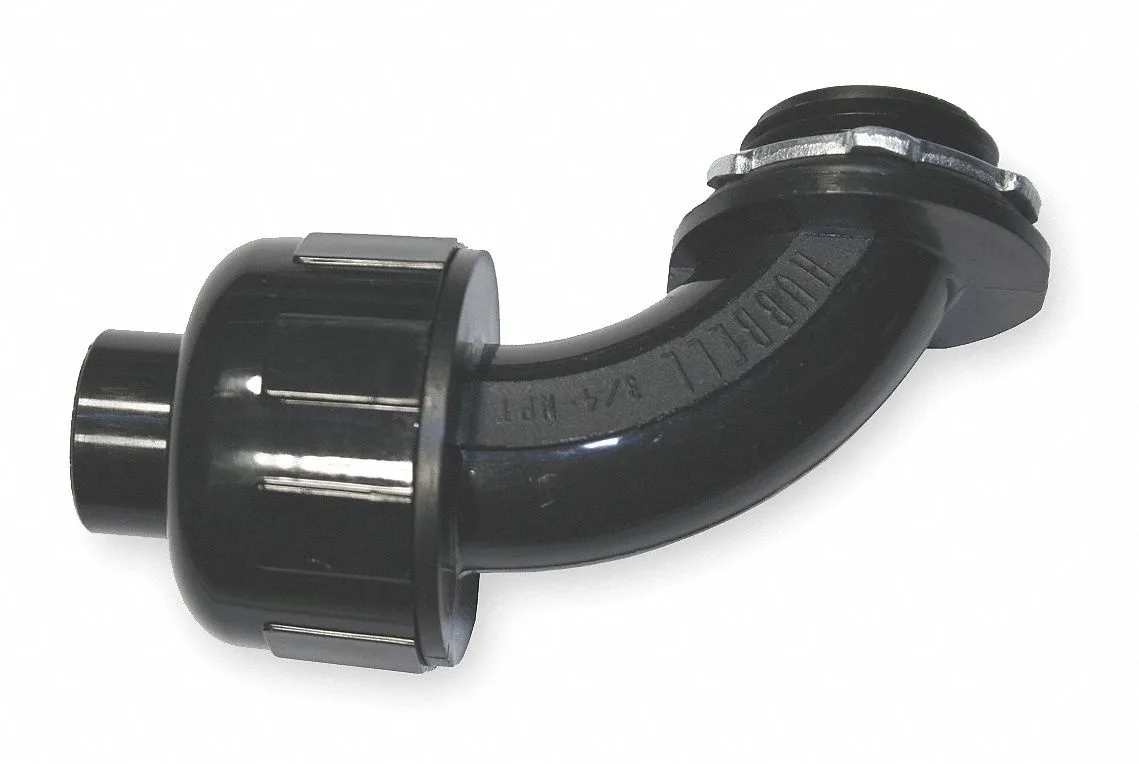 Hubbell Incorporated Hubbell Incorporated 90° Liquid-Tight Conduit Connector 1/2 in Black Nylon — product photo