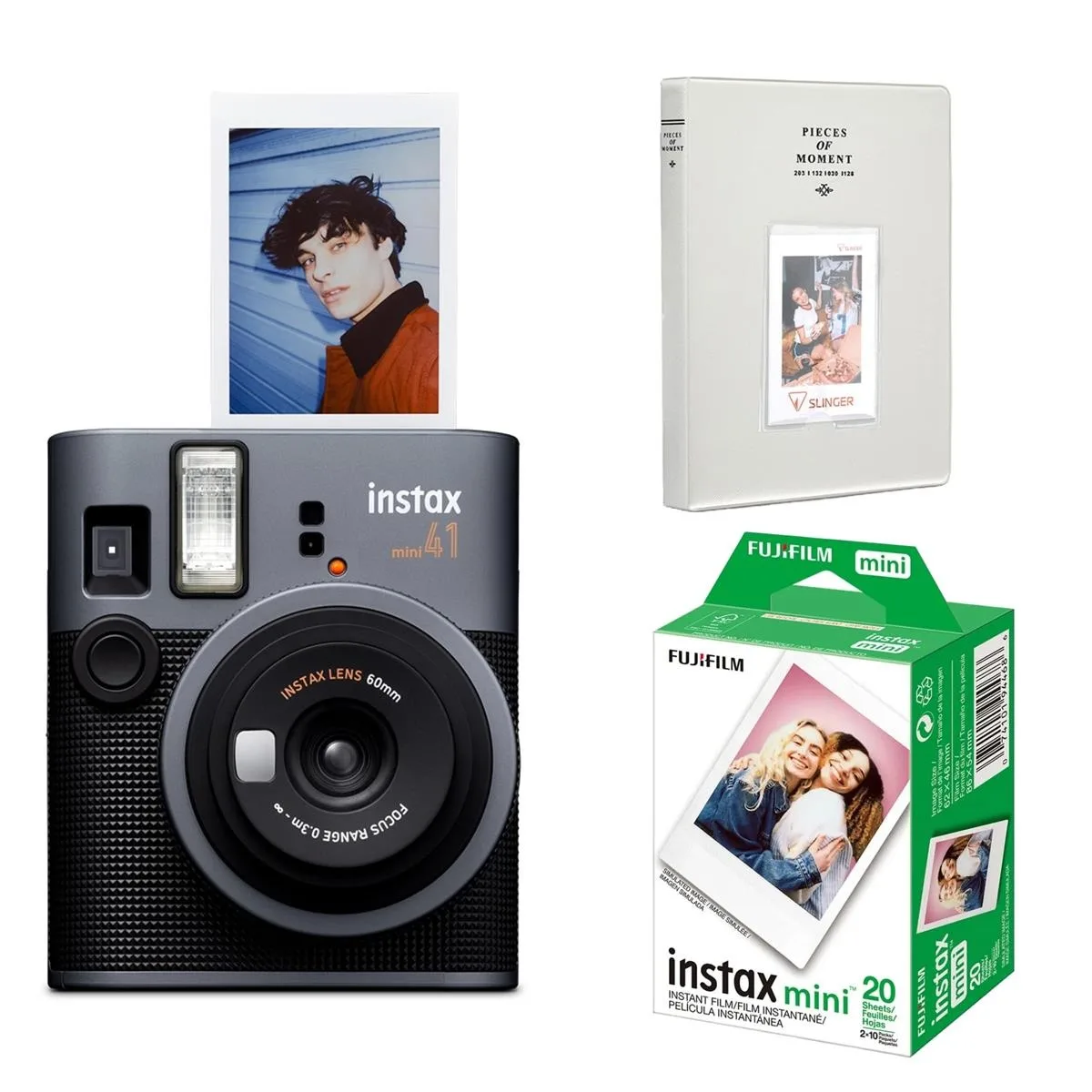 Fujifilm Instax Mini 41 instant camera with film pack and photo album