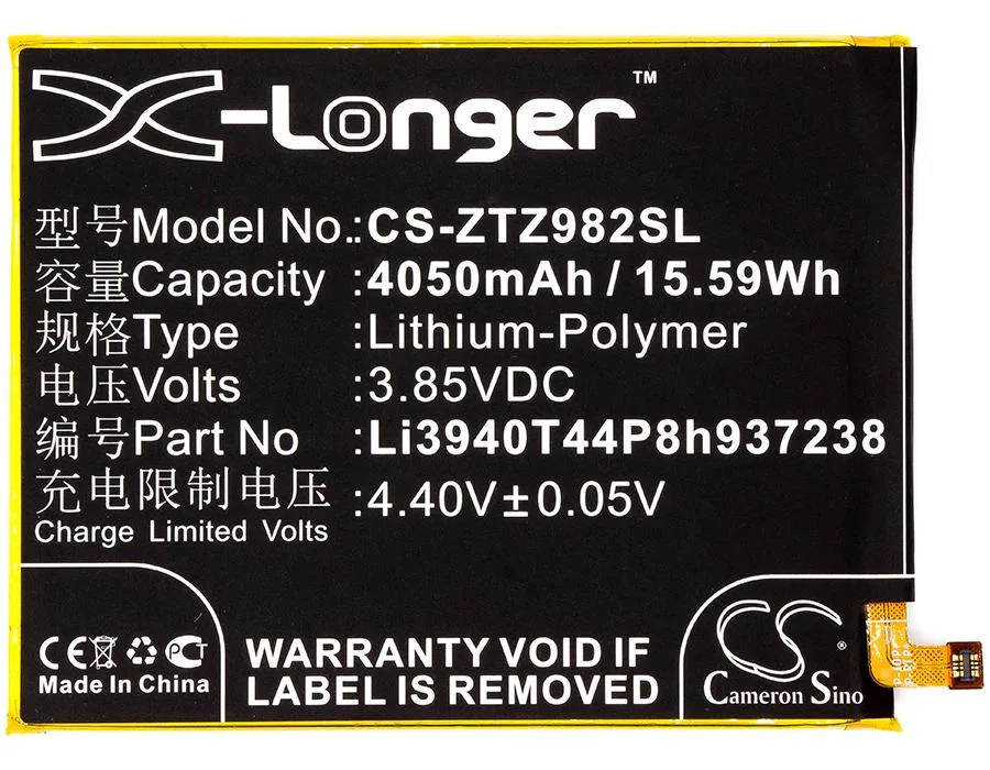 Rectangular replacement battery for Blade Z Max Z982