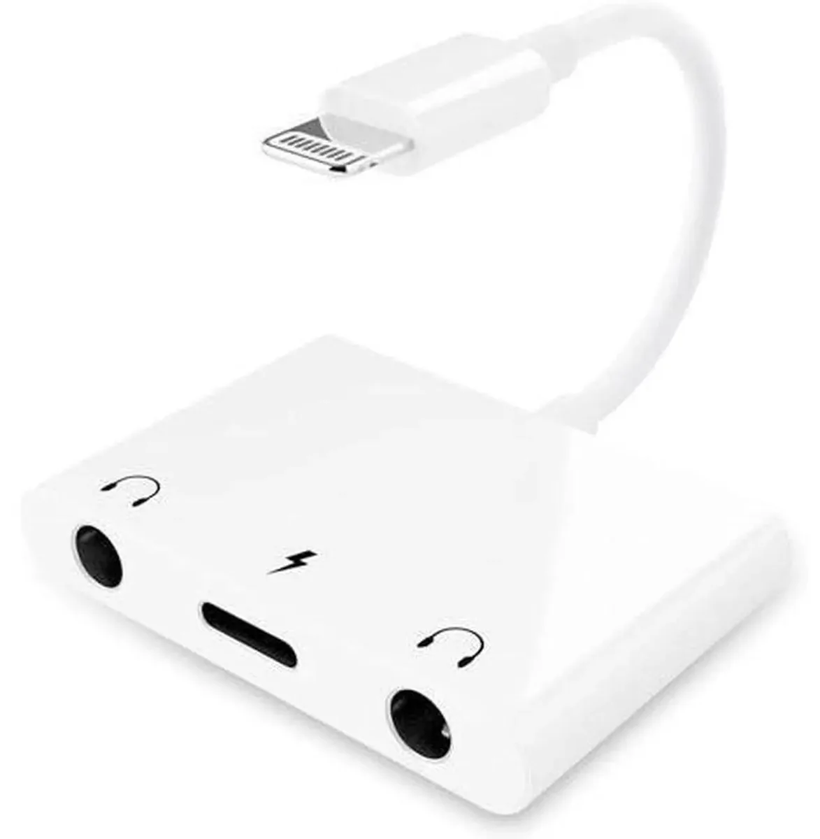 SMUGDESK SMUGDESK 3-in-1 Dual 3.5mm Adapter White iPhone 14/13/12/11/X/8 iPad iOS 13+ — product photo