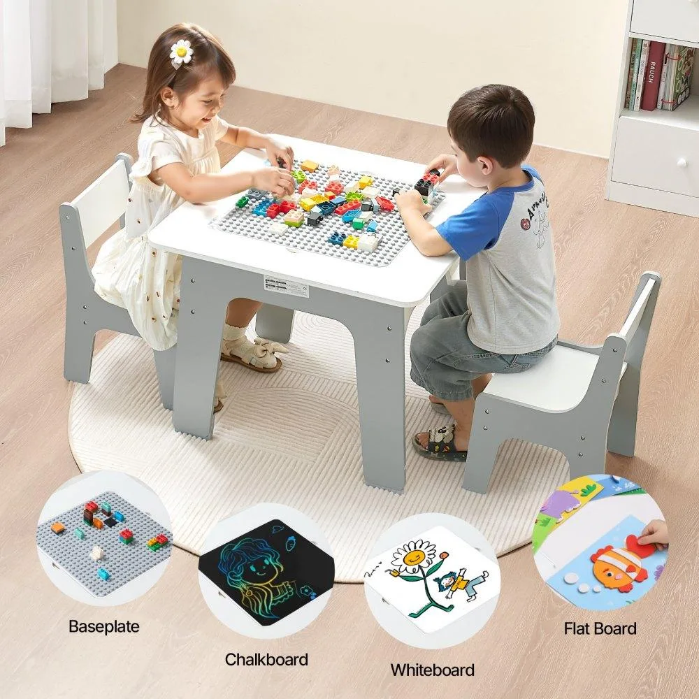 VEVOR VEVOR AC8346 4-in-1 Activity Table & 2 Chairs White — product photo
